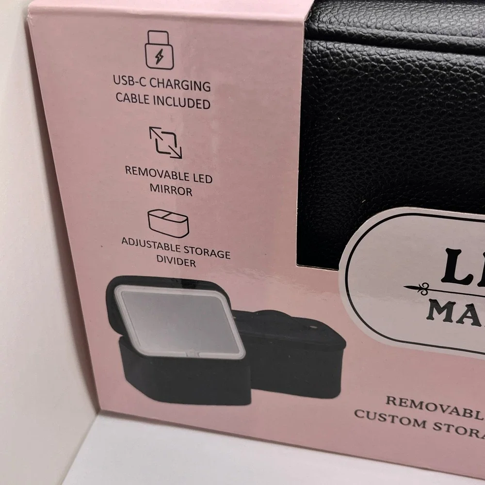 Lighted Makeup Case‎ with Removable LED Mirror Black Travel Organizer 1959097